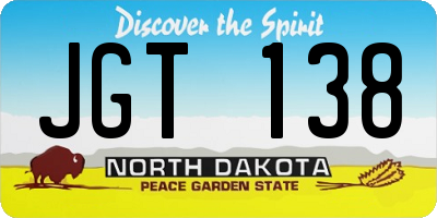 ND license plate JGT138