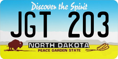 ND license plate JGT203