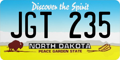 ND license plate JGT235