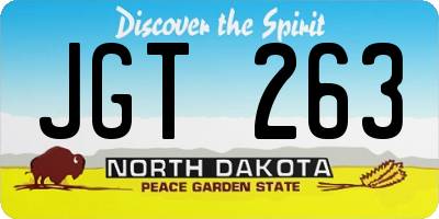 ND license plate JGT263