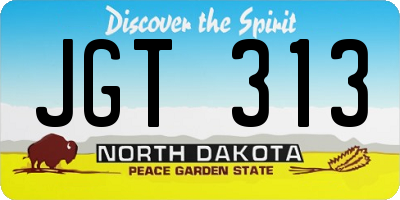 ND license plate JGT313