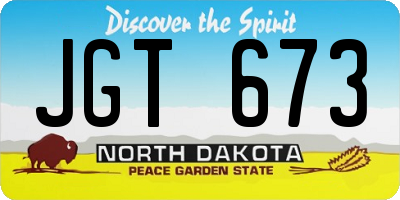 ND license plate JGT673