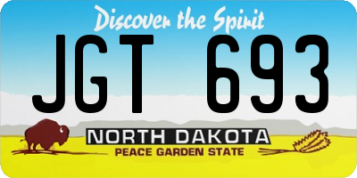 ND license plate JGT693