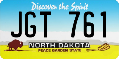 ND license plate JGT761