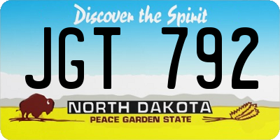 ND license plate JGT792