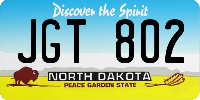 ND license plate JGT802