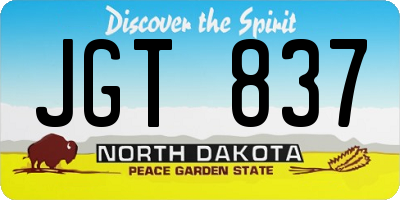 ND license plate JGT837