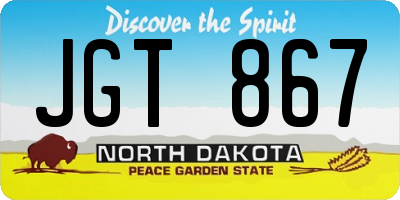 ND license plate JGT867