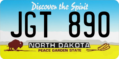 ND license plate JGT890
