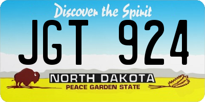 ND license plate JGT924