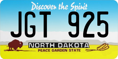 ND license plate JGT925