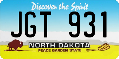 ND license plate JGT931