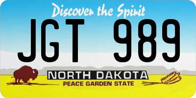 ND license plate JGT989