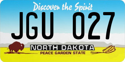 ND license plate JGU027