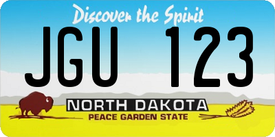 ND license plate JGU123