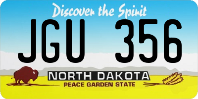 ND license plate JGU356