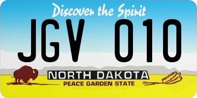 ND license plate JGV010