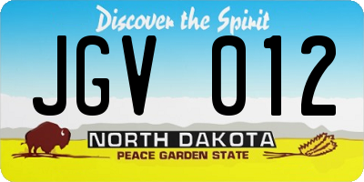 ND license plate JGV012