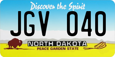 ND license plate JGV040