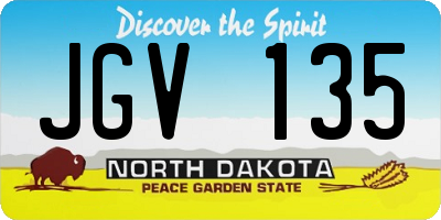 ND license plate JGV135