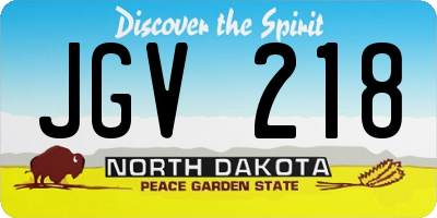 ND license plate JGV218