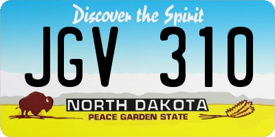 ND license plate JGV310