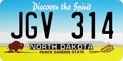 ND license plate JGV314