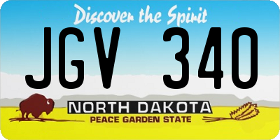 ND license plate JGV340