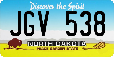 ND license plate JGV538