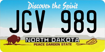 ND license plate JGV989