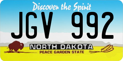 ND license plate JGV992