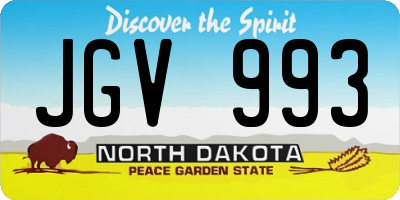 ND license plate JGV993