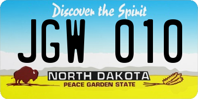 ND license plate JGW010