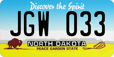 ND license plate JGW033