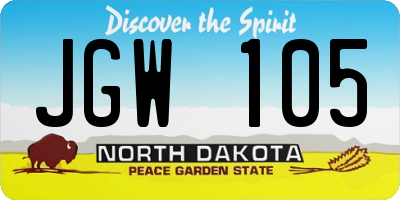 ND license plate JGW105