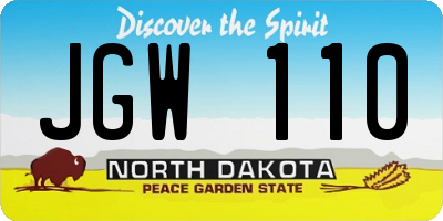 ND license plate JGW110