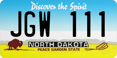 ND license plate JGW111