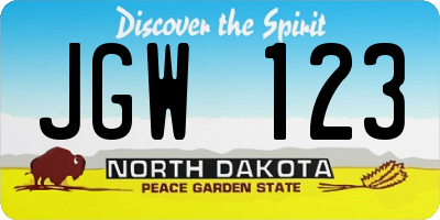 ND license plate JGW123