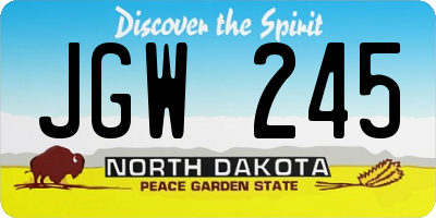 ND license plate JGW245