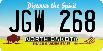 ND license plate JGW268