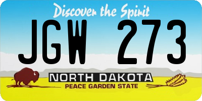 ND license plate JGW273
