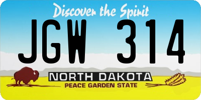 ND license plate JGW314