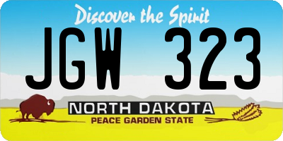 ND license plate JGW323
