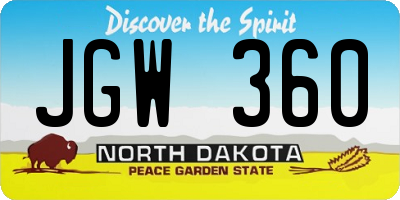 ND license plate JGW360