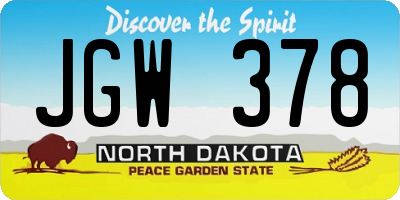 ND license plate JGW378