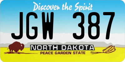 ND license plate JGW387