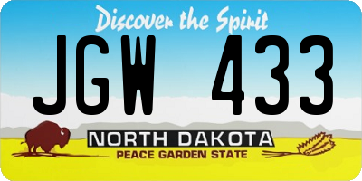 ND license plate JGW433
