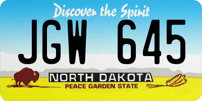 ND license plate JGW645
