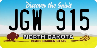 ND license plate JGW915