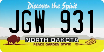 ND license plate JGW931